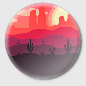 Значок с принтом Пустыня в Курске,  металл | круглая форма, металлическая застежка в виде булавки | desert | flat | sand | песок | пустыня | солнце