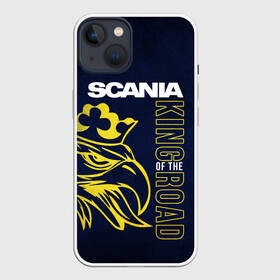 Чехол для iPhone 13 с принтом Scania king of the road в Курске,  |  | scania | scania truck | scania грузовик | truck | trucks | грузовик | грузовики | дальнобои | дальнобой | дальнобойщик | скания | скания грузовик | фура | фуры