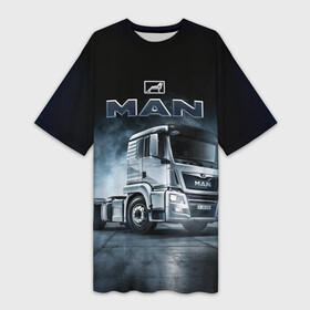 Платье-футболка 3D с принтом Man фура в Курске,  |  | man | man truck | man грузовик | truck | trucks | грузовик | грузовики | дальнобои | дальнобой | дальнобойщик | мен | мен грузовик | фура | фуры