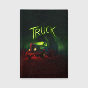 Обложка для автодокументов с принтом Truck neon в Курске, натуральная кожа |  размер 19,9*13 см; внутри 4 больших “конверта” для документов и один маленький отдел — туда идеально встанут права | Тематика изображения на принте: truck | trucks | грузовик | грузовики | дальнобои | дальнобой | дальнобойщик | фура | фуры