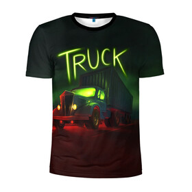 Мужская футболка 3D спортивная с принтом Truck neon в Курске, 100% полиэстер с улучшенными характеристиками | приталенный силуэт, круглая горловина, широкие плечи, сужается к линии бедра | Тематика изображения на принте: truck | trucks | грузовик | грузовики | дальнобои | дальнобой | дальнобойщик | фура | фуры