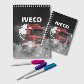Блокнот с принтом Iveco truck в Курске, 100% бумага | 48 листов, плотность листов — 60 г/м2, плотность картонной обложки — 250 г/м2. Листы скреплены удобной пружинной спиралью. Цвет линий — светло-серый
 | iveco | iveco truck | iveco грузовик | truck | trucks | грузовик | грузовики | дальнобои | дальнобой | дальнобойщик | ивеко | ивеко грузовик | фура | фуры