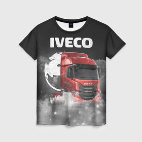 Женская футболка 3D с принтом Iveco truck в Курске, 100% полиэфир ( синтетическое хлопкоподобное полотно) | прямой крой, круглый вырез горловины, длина до линии бедер | iveco | iveco truck | iveco грузовик | truck | trucks | грузовик | грузовики | дальнобои | дальнобой | дальнобойщик | ивеко | ивеко грузовик | фура | фуры