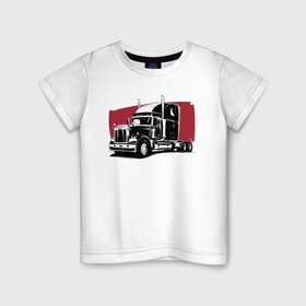 Детская футболка хлопок с принтом Truck red в Курске, 100% хлопок | круглый вырез горловины, полуприлегающий силуэт, длина до линии бедер | truck | trucks | грузовик | грузовики | дальнобои | дальнобой | дальнобойщик | фура | фуры
