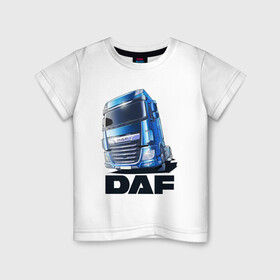 Детская футболка хлопок с принтом Daf Truck в Курске, 100% хлопок | круглый вырез горловины, полуприлегающий силуэт, длина до линии бедер | truck | trucks | грузовик | грузовики | дальнобои | дальнобой | дальнобойщик | фура | фуры