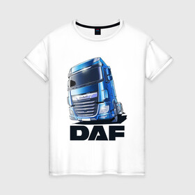 Женская футболка хлопок с принтом Daf Truck в Курске, 100% хлопок | прямой крой, круглый вырез горловины, длина до линии бедер, слегка спущенное плечо | truck | trucks | грузовик | грузовики | дальнобои | дальнобой | дальнобойщик | фура | фуры