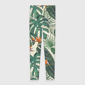Леггинсы 3D с принтом Тропический паттерн в Курске, 80% полиэстер, 20% эластан | Эластичный пояс, зауженные к низу, низкая посадка | азия | акварель | акварельный | банановые листья | ботанический | винтажный | зеленый | иллюстрация | лес | летний | лето | монстера | оранжевый | отпуск | пальмовые листья | стрелиция | тропики