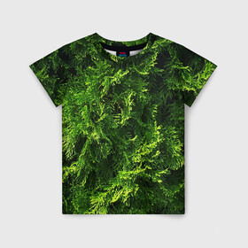 Детская футболка 3D с принтом Хвойная масса в Курске, 100% гипоаллергенный полиэфир | прямой крой, круглый вырез горловины, длина до линии бедер, чуть спущенное плечо, ткань немного тянется | art | елка | зелень | растение | хвойник