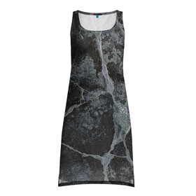 Платье-майка 3D с принтом Лунный камень в Курске, 100% полиэстер | полуприлегающий силуэт, широкие бретели, круглый вырез горловины, удлиненный подол сзади. | Тематика изображения на принте: art | бетон | булыжник | луна | текстура | трещина