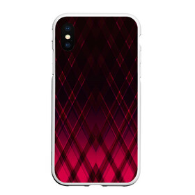 Чехол для iPhone XS Max матовый с принтом Геометрический градиентный фон в Курске, Силикон | Область печати: задняя сторона чехла, без боковых панелей | абстрактный | вишневый | геометрический | градиентный | клетка | красный | модный | плед | современный