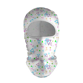 Балаклава 3D с принтом Детский абстрактный узор  в Курске, 100% полиэстер, ткань с особыми свойствами — Activecool | плотность 150–180 г/м2; хорошо тянется, но при этом сохраняет форму. Закрывает шею, вокруг отверстия для глаз кайма. Единый размер | геометрические фигуры | детский | малышам | разноцветные треугольники | ретро