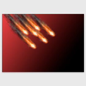 Поздравительная открытка с принтом Падение комет в Курске, 100% бумага | плотность бумаги 280 г/м2, матовая, на обратной стороне линовка и место для марки
 | asteroid | comet | астероид | комета