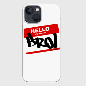Чехол для iPhone 13 mini с принтом Bro в Курске,  |  | Тематика изображения на принте: bro | brother | hello | myname | name | sticker | брат | братишка | братуха | братюня | бро | имя | привет | стикер