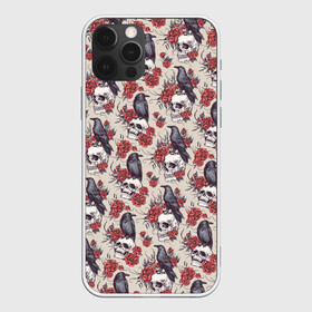 Чехол для iPhone 12 Pro Max с принтом Skull raven в Курске, Силикон |  | art | flowers | gothic | pattern | raven | roses | skull | арт | ворон | готика | паттерн | розы | цветы | череп