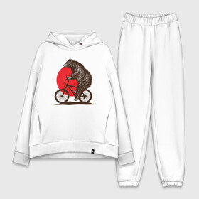 Женский костюм хлопок Oversize с принтом Медведь на велосиеде в Курске,  |  | вело | велосипед | медведь | солнце | спорт | япония