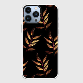 Чехол для iPhone 13 Pro Max с принтом Золотисто красные листья в Курске,  |  | 8 марта | leaves | march 8 | spring | ботаническая иллюстрация | весна | день рождения | золотой | красный | лето | листья | любовь | праздник | принт | природа | растения | черный