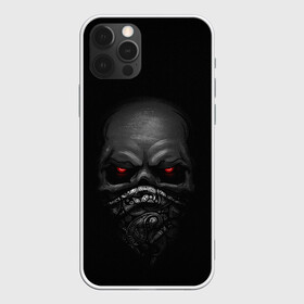 Чехол для iPhone 12 Pro с принтом ВЗГЛЯД ИЗ ТЕМНОТЫ, в Курске, силикон | область печати: задняя сторона чехла, без боковых панелей | балаклава | взгляд | глаза | зомби | маска | мертвец | минимализм | темнота | череп