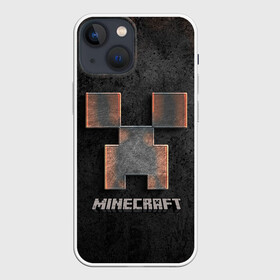 Чехол для iPhone 13 mini с принтом MINECRAFT TEXTURE IRON в Курске,  |  | creeper | game | minecraft | железо | игра | компьютерная | крипер | криппер | майн | майнкрафт | текстура