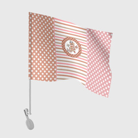 Флаг для автомобиля с принтом Милый мишка с бабочками в Курске, 100% полиэстер | Размер: 30*21 см | бабочки | бежевый | звезды | малышам | медвежонок | мишка тедди | пижама | полосатый | полосы | розовые полосы
