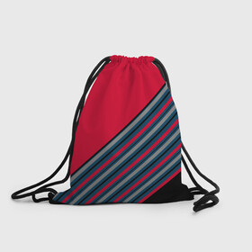 Рюкзак-мешок 3D с принтом Абстрактный асимметричный  в Курске, 100% полиэстер | плотность ткани — 200 г/м2, размер — 35 х 45 см; лямки — толстые шнурки, застежка на шнуровке, без карманов и подкладки | асимметричный | комбинированный | косые полосы | красный | красный и синий | креативный | модный | молодежный | мужской | синие полосы