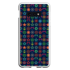 Чехол для Samsung S10E с принтом Морской разноцветный узор  в Курске, Силикон | Область печати: задняя сторона чехла, без боковых панелей | абстрактный | детский | звезда | малышам | мальчиковый | модный | молодежный | море | синий | современный | якорь