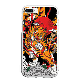 Чехол для iPhone 7Plus/8 Plus матовый с принтом Самурайский тигр в Курске, Силикон | Область печати: задняя сторона чехла, без боковых панелей | воин | год тигра | закат | крупная кошка | полосы | тигр | тигриная лапа | хищник