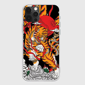 Чехол для iPhone 12 Pro с принтом Самурайский тигр в Курске, силикон | область печати: задняя сторона чехла, без боковых панелей | воин | год тигра | закат | крупная кошка | полосы | тигр | тигриная лапа | хищник