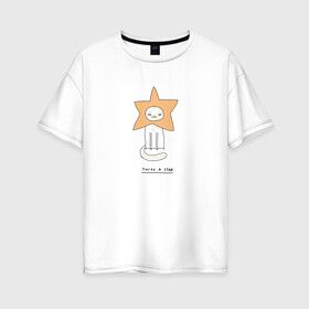 Женская футболка хлопок Oversize с принтом cat is a star в Курске, 100% хлопок | свободный крой, круглый ворот, спущенный рукав, длина до линии бедер
 | cat | star | звезда | комета | кот | кошка | мем | мотивация | надпись | фраза | цитата