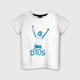 Детская футболка хлопок с принтом Maradona - Dios в Курске, 100% хлопок | круглый вырез горловины, полуприлегающий силуэт, длина до линии бедер | argentina | diego | football | maradona | messi | аргентина | гол | диего | игрок | марадона | месси | мяч | рука бога | спорт | футбол | футболист | чемпион