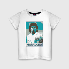 Детская футболка хлопок с принтом Maradona в Курске, 100% хлопок | круглый вырез горловины, полуприлегающий силуэт, длина до линии бедер | argentina | diego | football | maradona | messi | аргентина | гол | диего | игрок | марадона | месси | мяч | рука бога | спорт | футбол | футболист | чемпион