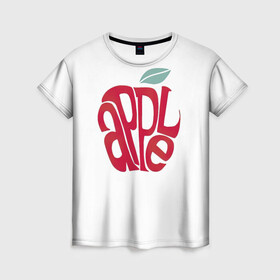Женская футболка 3D с принтом Красное яблочко в Курске, 100% полиэфир ( синтетическое хлопкоподобное полотно) | прямой крой, круглый вырез горловины, длина до линии бедер | apple | red apple | красное яблоко | фруктовое | фруктовый | фрукты | яблоко | яблони | яблоня