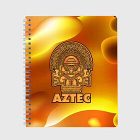 Тетрадь с принтом Aztec Ацтеки в Курске, 100% бумага | 48 листов, плотность листов — 60 г/м2, плотность картонной обложки — 250 г/м2. Листы скреплены сбоку удобной пружинной спиралью. Уголки страниц и обложки скругленные. Цвет линий — светло-серый
 | Тематика изображения на принте: ацтеки | ацтекская империя | индеец | индейцы | символ | фигурка