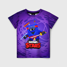 Детская футболка 3D с принтом Ninja Ash Brawl Stars Эш  в Курске, 100% гипоаллергенный полиэфир | прямой крой, круглый вырез горловины, длина до линии бедер, чуть спущенное плечо, ткань немного тянется | ash | brawl | brawl stars | brawlstars | brawl_stars | аш | бравл | бравлстарс | эш
