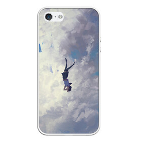 Чехол для iPhone 5/5S матовый с принтом Летящая девушка в Курске, Силикон | Область печати: задняя сторона чехла, без боковых панелей | fly | girl | девушка | небо | облака | полёт