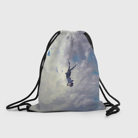 Рюкзак-мешок 3D с принтом Летящая девушка в Курске, 100% полиэстер | плотность ткани — 200 г/м2, размер — 35 х 45 см; лямки — толстые шнурки, застежка на шнуровке, без карманов и подкладки | fly | girl | девушка | небо | облака | полёт