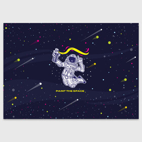 Поздравительная открытка с принтом Рисуй в космосе в Курске, 100% бумага | плотность бумаги 280 г/м2, матовая, на обратной стороне линовка и место для марки
 | Тематика изображения на принте: балончик | граффити | космос | краски | рисунки