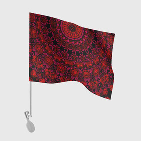 Флаг для автомобиля с принтом Акварельный калейдоскоп в Курске, 100% полиэстер | Размер: 30*21 см | женский | калейдоскоп | красный | модный | цветочный узор | черный | этнический