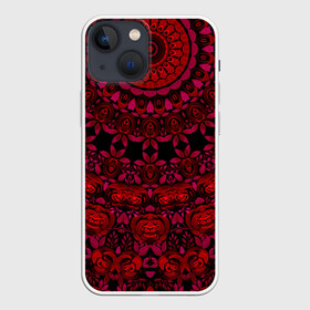 Чехол для iPhone 13 mini с принтом Акварельный калейдоскоп в Курске,  |  | женский | калейдоскоп | красный | модный | цветочный узор | черный | этнический