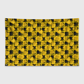 Флаг-баннер с принтом Желто-черный модный узор  в Курске, 100% полиэстер | размер 67 х 109 см, плотность ткани — 95 г/м2; по краям флага есть четыре люверса для крепления | детский | для девочек | клетка | любовь | модный | плед | сердце | черный и желтый