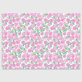 Поздравительная открытка с принтом Розовые акварельные розы в Курске, 100% бумага | плотность бумаги 280 г/м2, матовая, на обратной стороне линовка и место для марки
 | акварель | акварельные цветы | детский | для женщин | модный | розовый | розы | цветы
