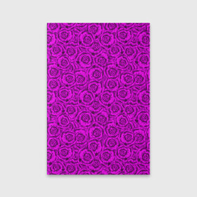 Обложка для паспорта матовая кожа с принтом Яркий цветочный неоновый узор в Курске, натуральная матовая кожа | размер 19,3 х 13,7 см; прозрачные пластиковые крепления | детский | женский | малиновый | неоновый узор | розы | ярко розовый