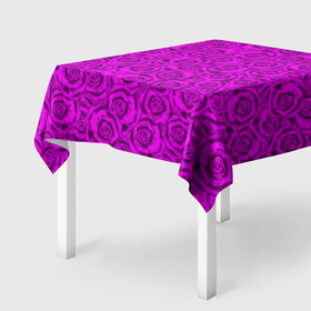 Скатерть 3D с принтом Яркий цветочный неоновый узор в Курске, 100% полиэстер (ткань не мнется и не растягивается) | Размер: 150*150 см | детский | женский | малиновый | неоновый узор | розы | ярко розовый