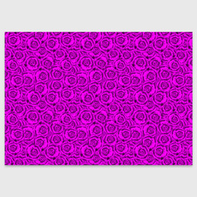Поздравительная открытка с принтом Яркий цветочный неоновый узор в Курске, 100% бумага | плотность бумаги 280 г/м2, матовая, на обратной стороне линовка и место для марки
 | детский | женский | малиновый | неоновый узор | розы | ярко розовый