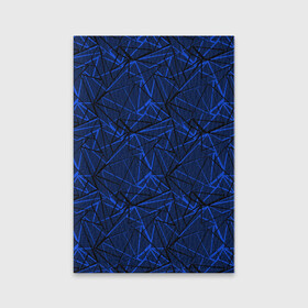 Обложка для паспорта матовая кожа с принтом Черно-синий геометрический   в Курске, натуральная матовая кожа | размер 19,3 х 13,7 см; прозрачные пластиковые крепления | абстрактный | геометрические фигуры | геометрический | модный | молодежный | полосы | синий | синий и черный
