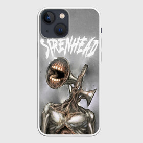 Чехол для iPhone 13 mini с принтом White Siren Head в Курске,  |  | games | monster | siren head | игры | лес | монстр | сирена | сиреноголовый | страшилка | ужастик | хоррор