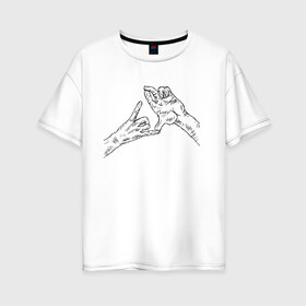 Женская футболка хлопок Oversize с принтом Две руки - скетч карандашом в Курске, 100% хлопок | свободный крой, круглый ворот, спущенный рукав, длина до линии бедер
 | две руки | ладонь | набросок карандашом | руки | скетч рук