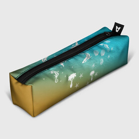 Пенал школьный 3D с принтом Морское ассорти в Курске, 100% полиэстер | плотная ткань, застежка на молнии | акулы | волна | дельфины | море | морепродукты | морские животные | морской | пальмы | песок | ракушки | рыбы