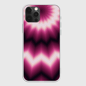 Чехол для iPhone 12 Pro с принтом Черно-пурпурный калейдоскоп в Курске, силикон | область печати: задняя сторона чехла, без боковых панелей | абстрактный | бордовый | геометрический | зигзаг | калейдоскоп | модный | орнамент | современный | черный