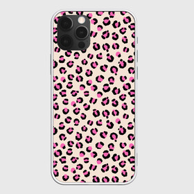 Чехол для iPhone 12 Pro с принтом Леопардовый принт розовый в Курске, силикон | область печати: задняя сторона чехла, без боковых панелей | Тематика изображения на принте: бежевый | леопард | леопардовый принт | молочный цвет | пятнистый | розовый