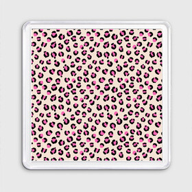 Магнит 55*55 с принтом Леопардовый принт розовый в Курске, Пластик | Размер: 65*65 мм; Размер печати: 55*55 мм | Тематика изображения на принте: бежевый | леопард | леопардовый принт | молочный цвет | пятнистый | розовый